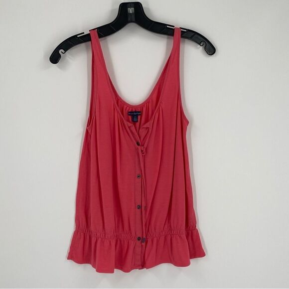 American Eagle Women’s Scoop Neck Button Front Sleeveless Pink Tank Top size M - Picture 1 of 3